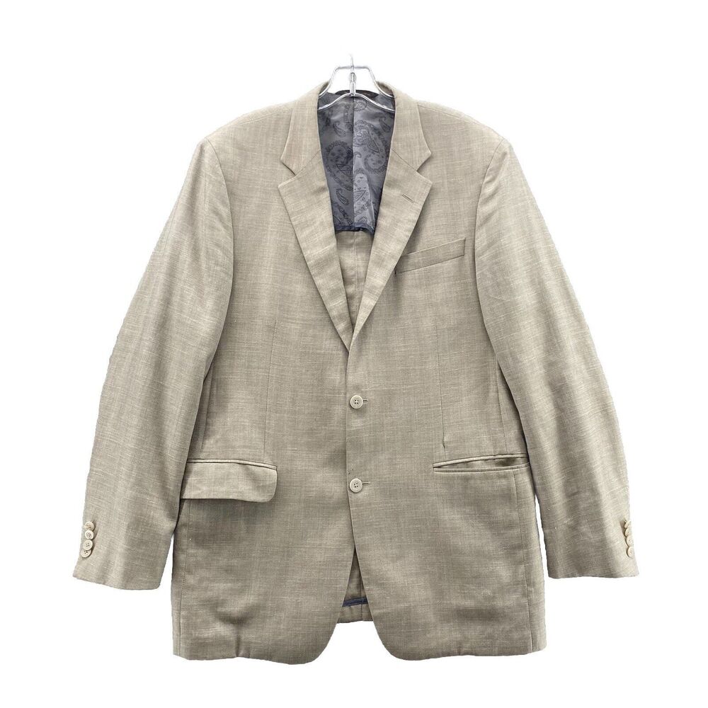 Robert Talbot Men Blazer Beige 42T Wool Linen Silk Blend Jacket Sport Coat Light
